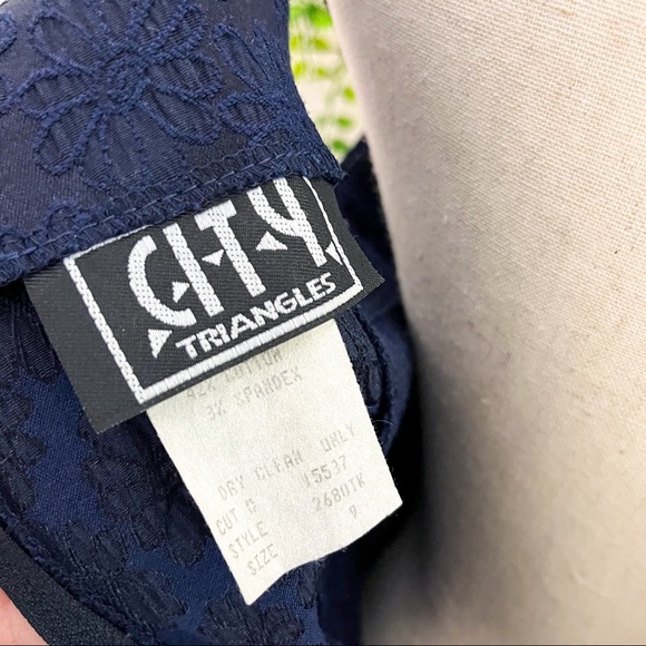 Vintage Triangle City Blue Emobroidered Floral Summer Dress Medium - Picture 9 of 10